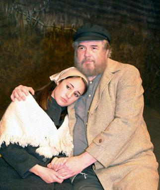 Photo of Kristina Psitos as Hodel and Ronald Comer as Tevye